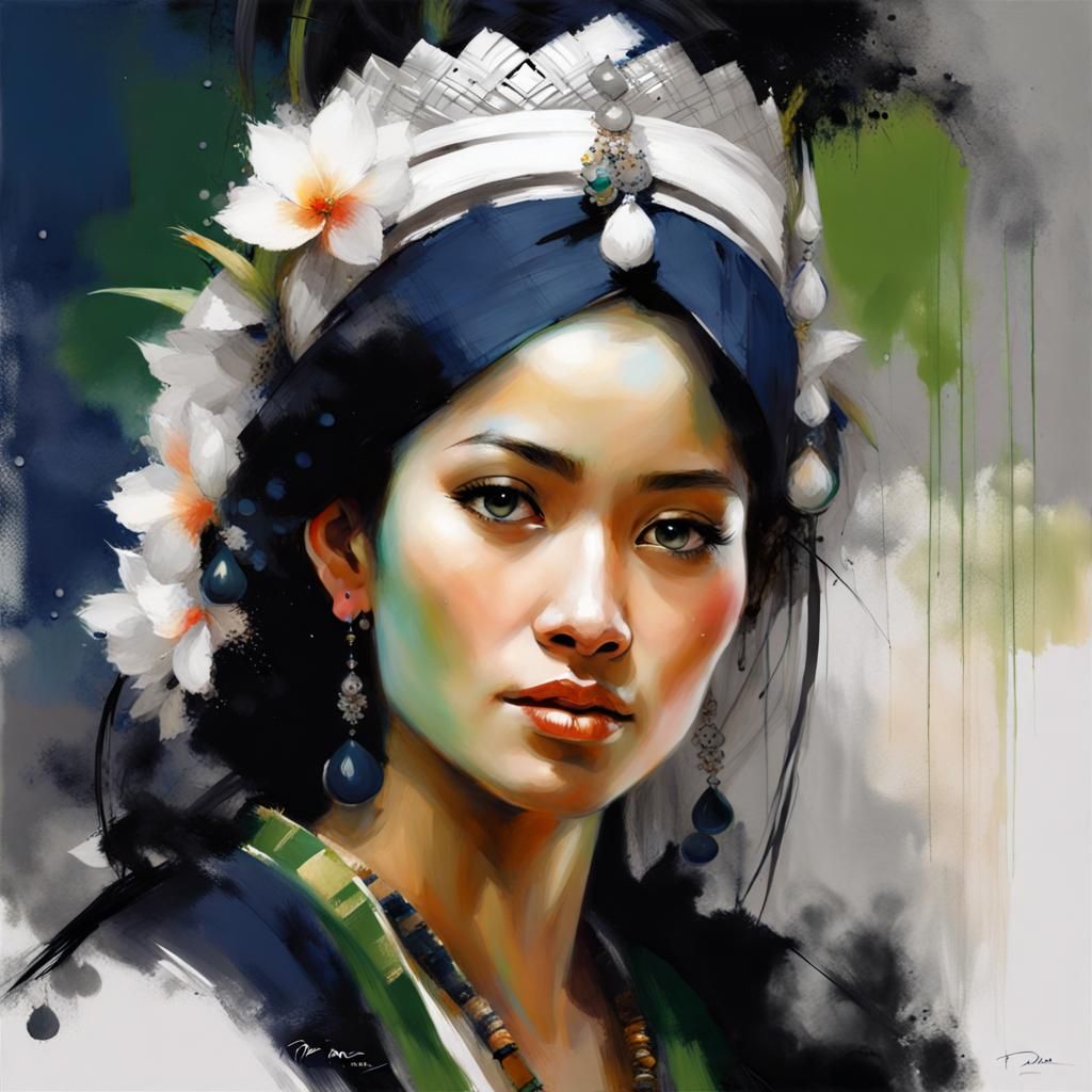 Balinese Woman Portrait in Traditional Dress