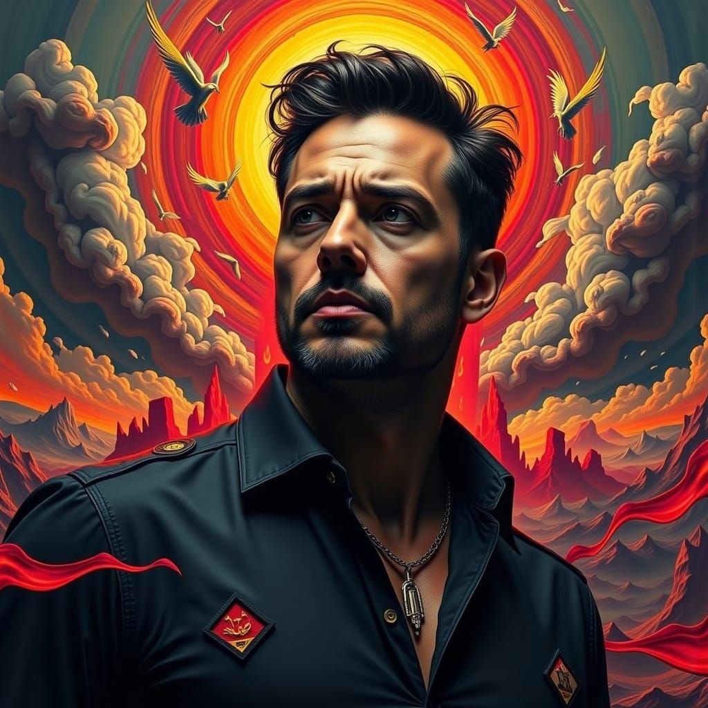 Charismatic Figure in Detailed Matte Painting AAA Game Art