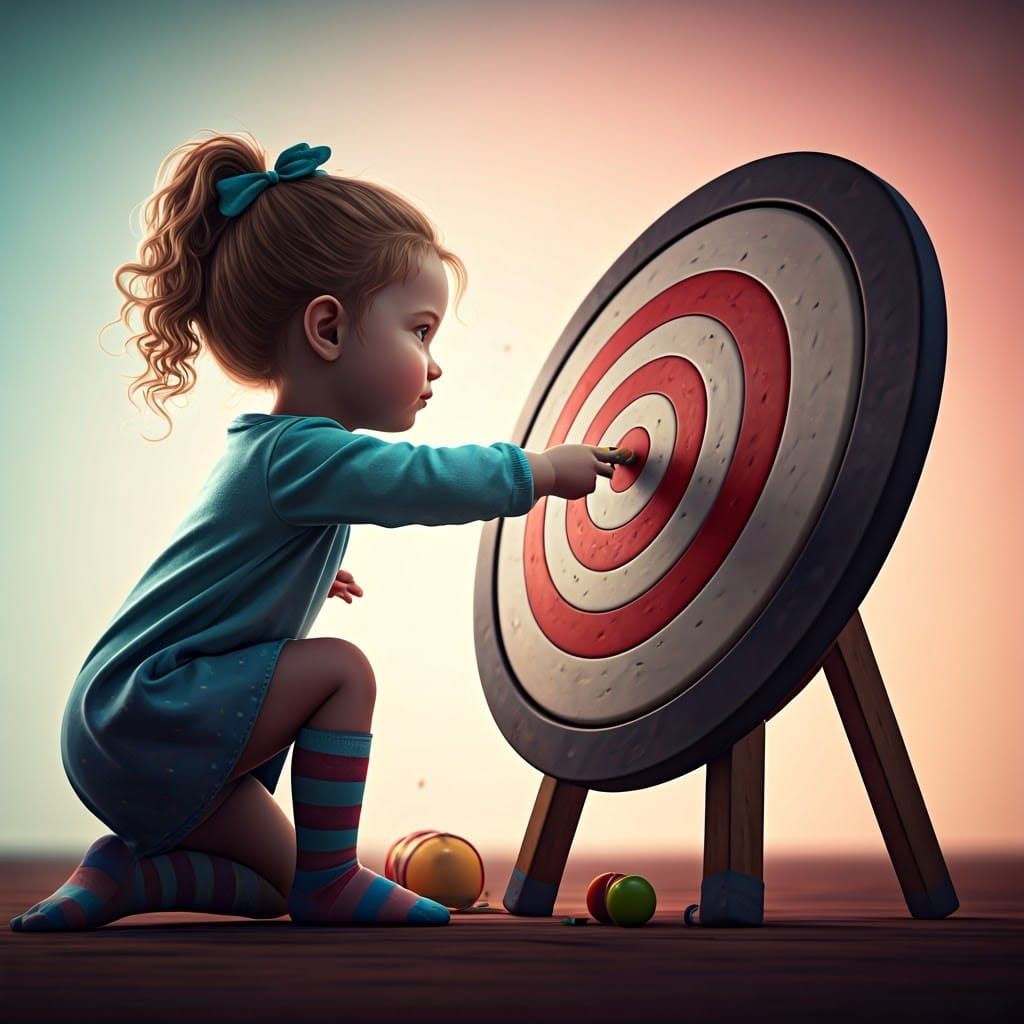 Girl Plays Target Game in Stylized 3D Art