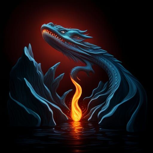 Glowing Glass Dragon Vomiting Fire and Lava