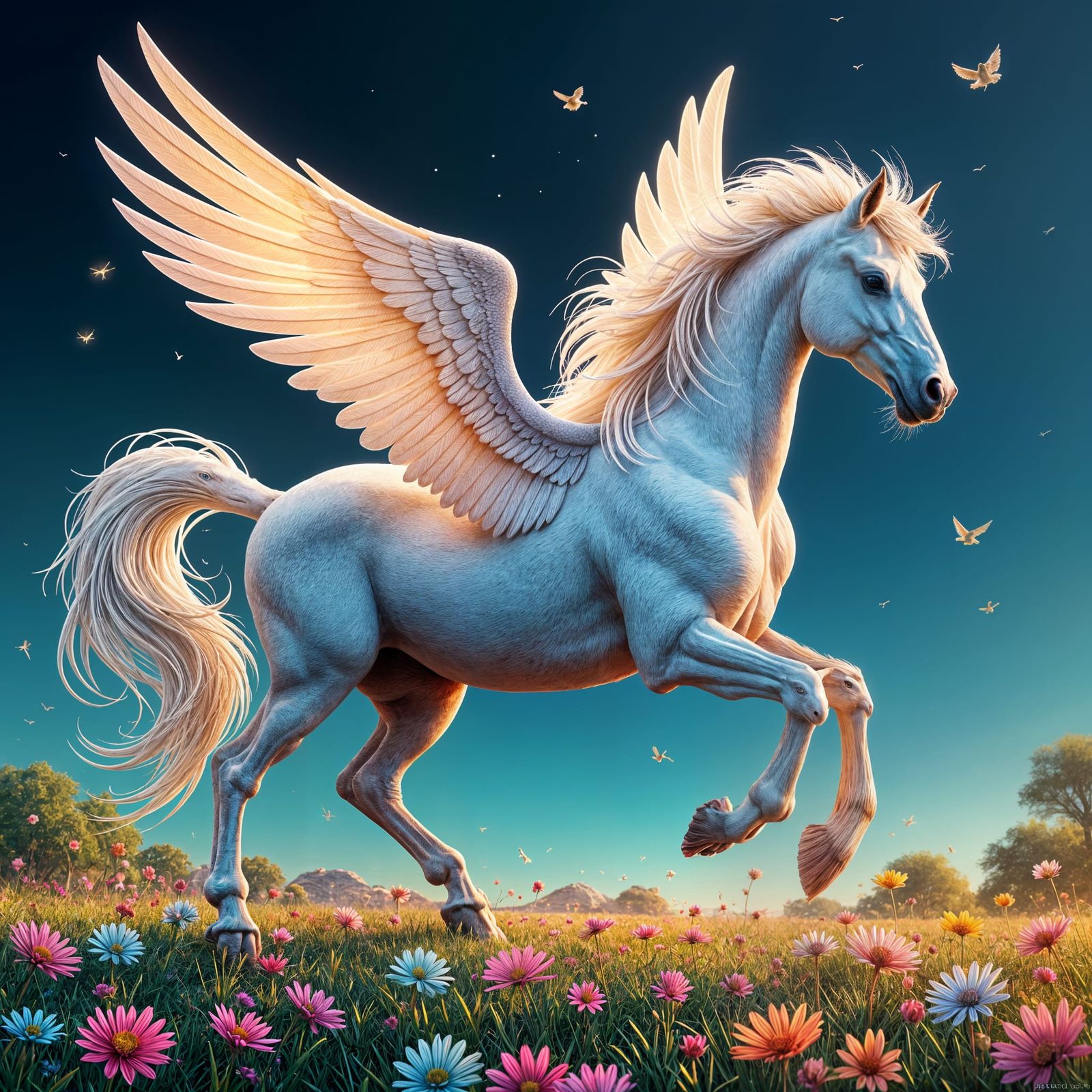 Pegasus in Pasture: Abstract Vector Fractal Art