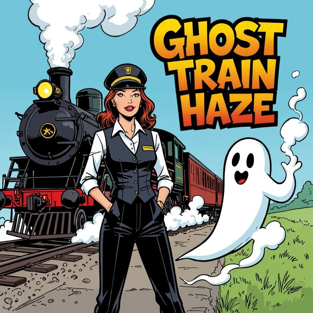 Ghost Train Haze Graffiti Art with Train Conductor