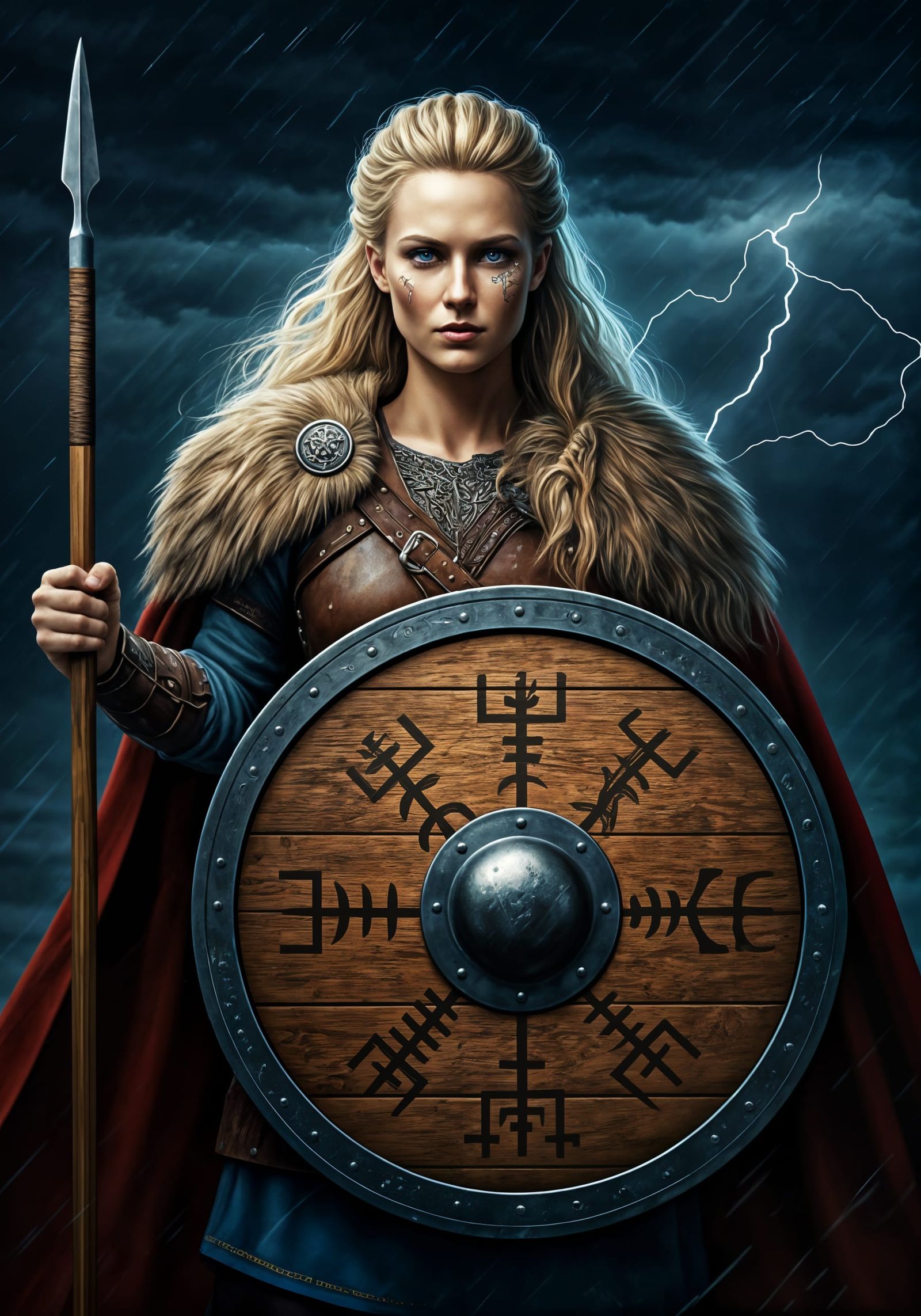 Viking Shield Maiden Under Golden Skies