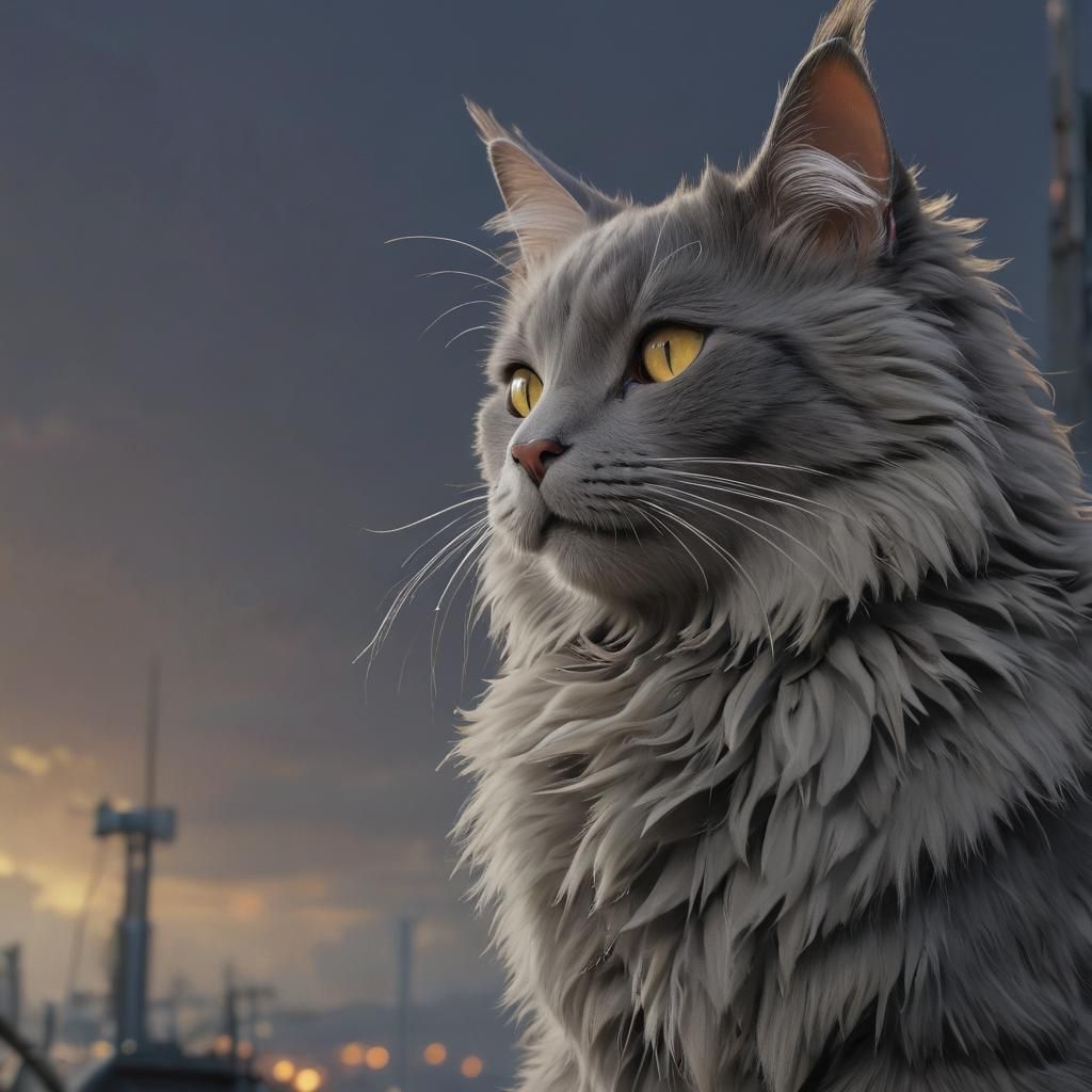 Nebelung Cat Robot Queen in Anime Style