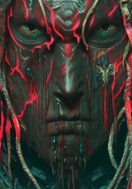 Promethean Alien Deity Portrait in Biopunk Style