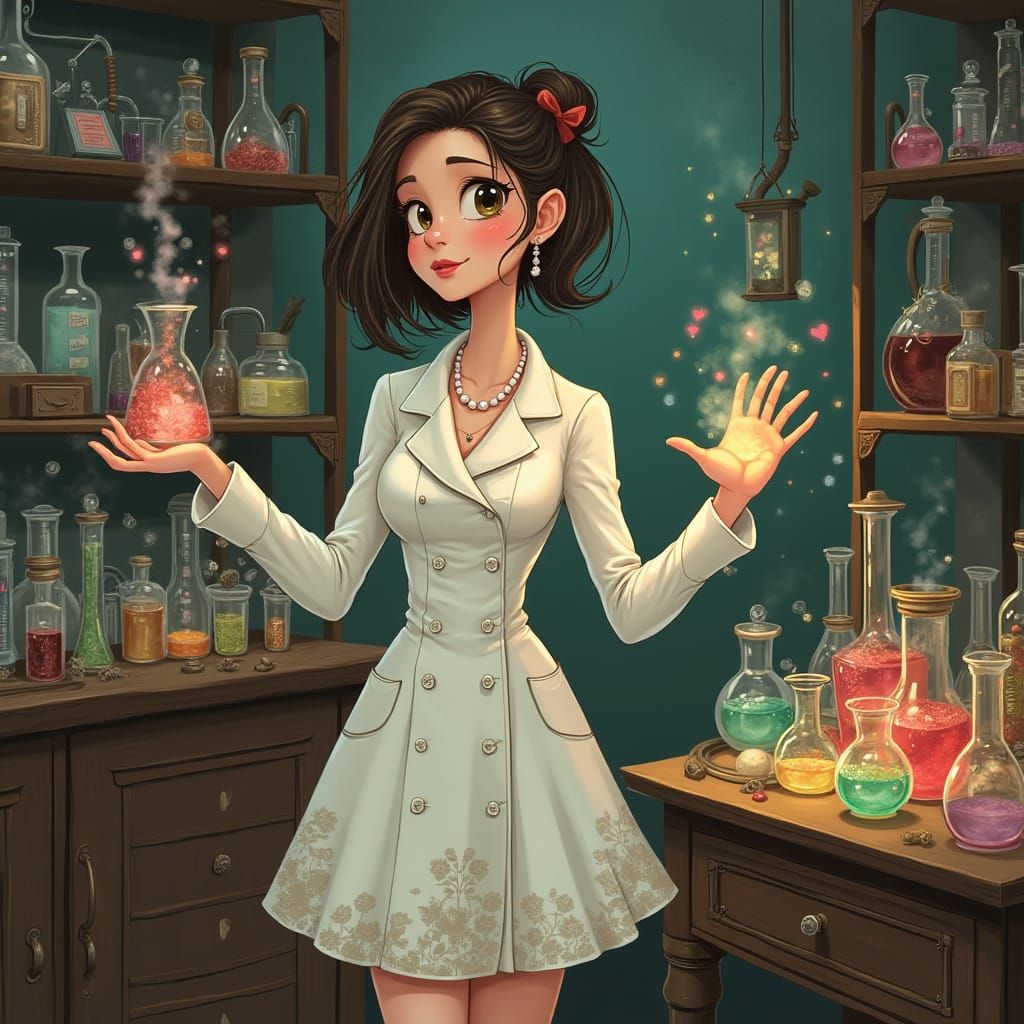 Steampunk Chemist Brews Whimsical Love Potions in a Fantasti...