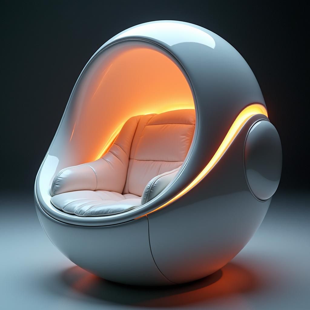 Futuristic Egg Massage Chair with LED Glow