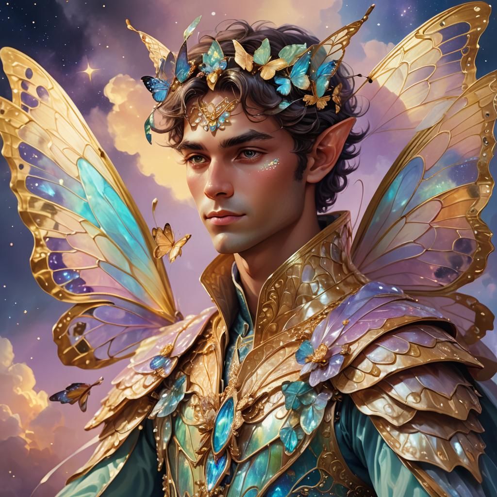 Celestial Butterfly Elf Prince on Cloudy Throne