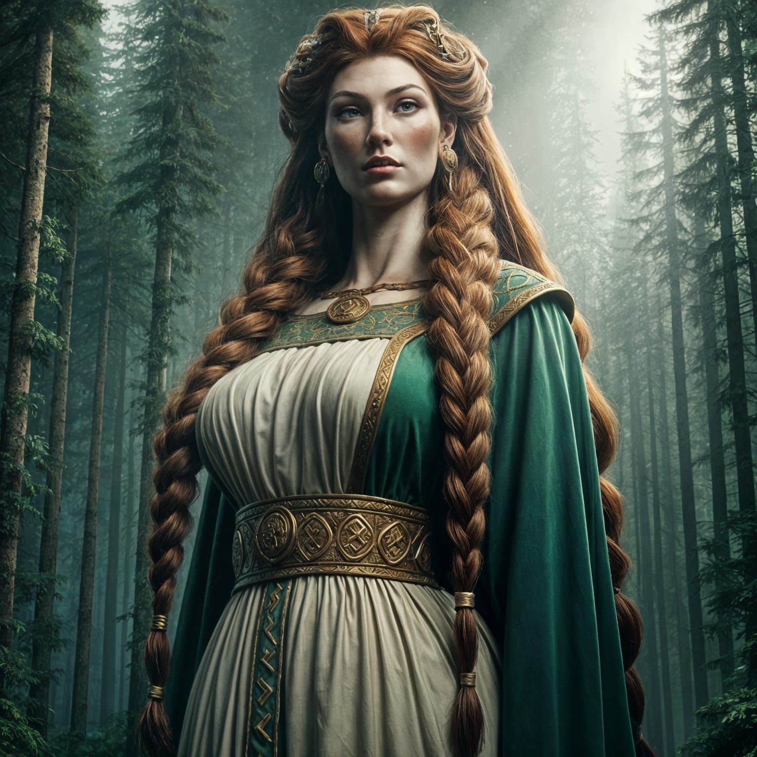 Viking Giantess Earth Goddess in Dark Fantasy Style