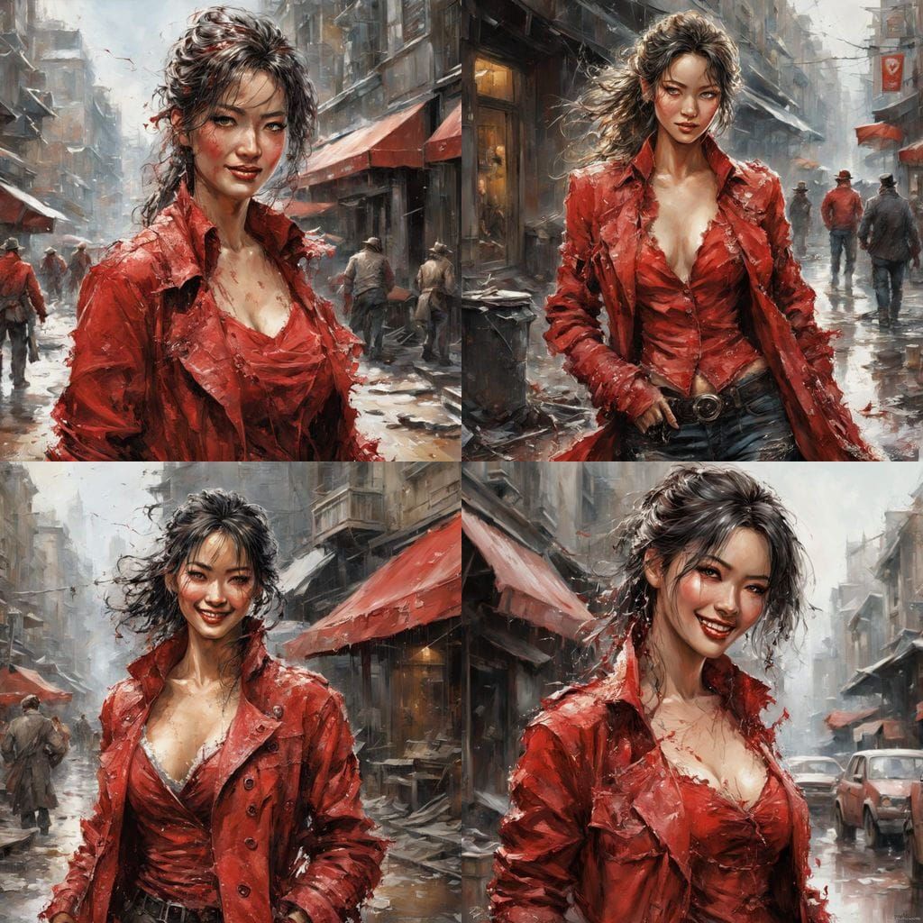 Sensual Woman in Red, Art Inspired by Masters