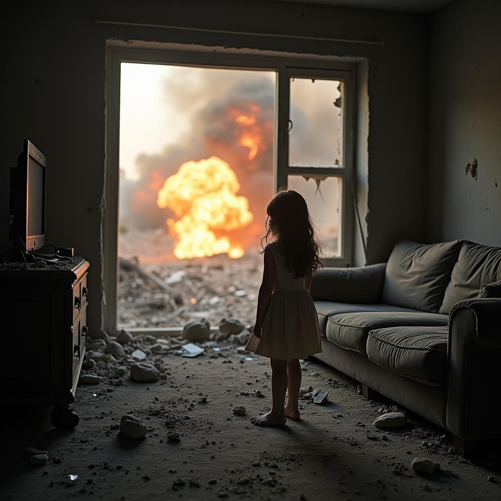 Girl in Bombed-Out Room: Gritty War Photography