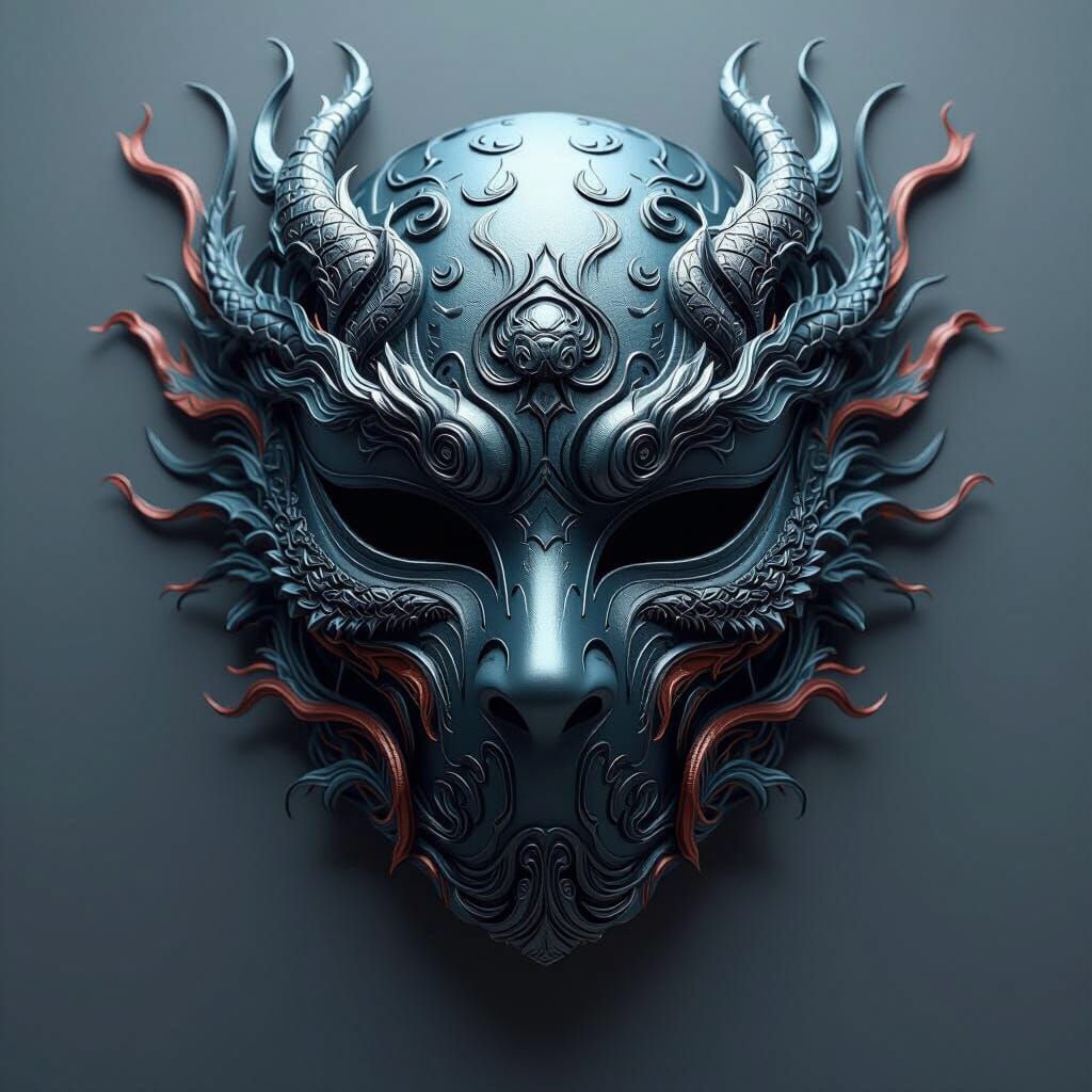 Futuristic Dragon Face Mask Matte Painting