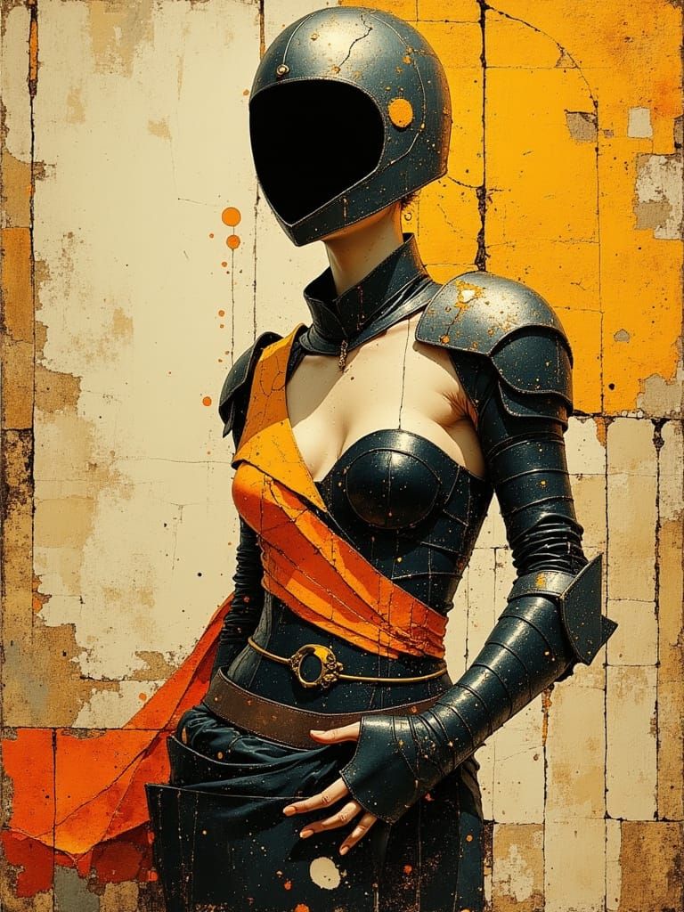 Impressionistic Oil Painting of a Barbarian Woman in Leather...