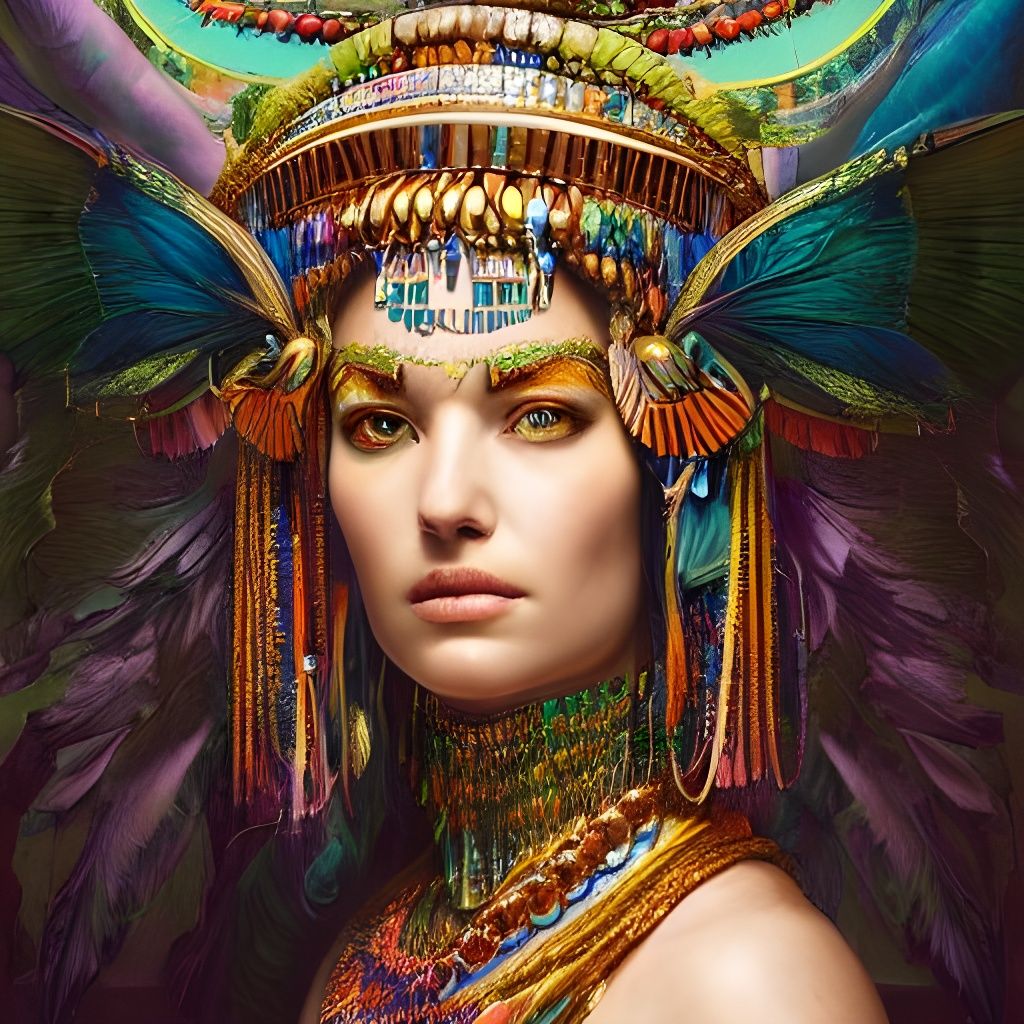 Colorful Cleopatra Portrait in Fantasy Art Style