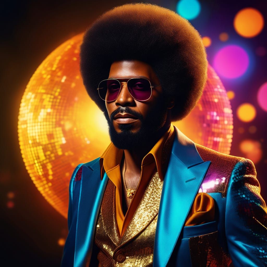 1970s Disco King in Hyperrealistic Concept Art