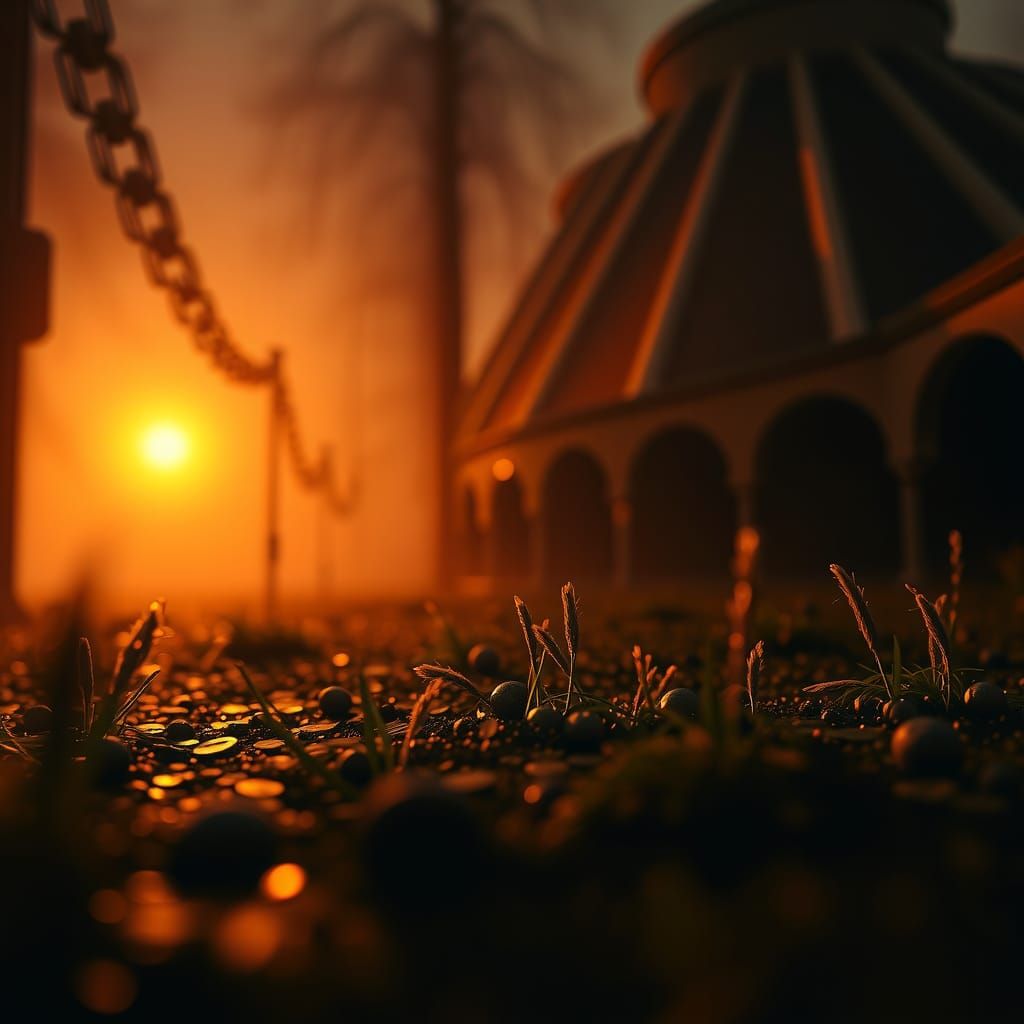 Pointillist Oil Painting in One-Point Perspective