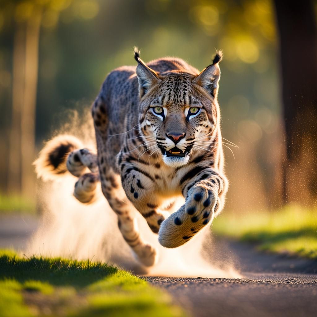Lynx and Jaguar Car in Natural Light