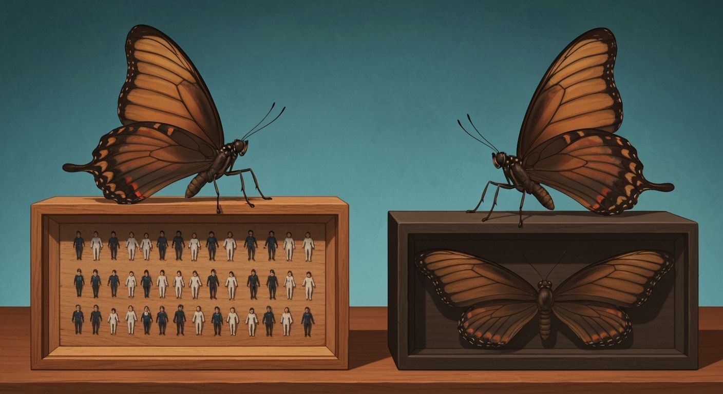 Giant Butterflies Display Human Collection in Surreal Art