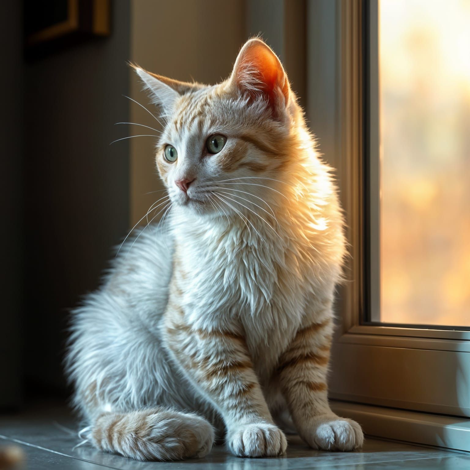 Crystal Feline Goddess Basks in Soft Light