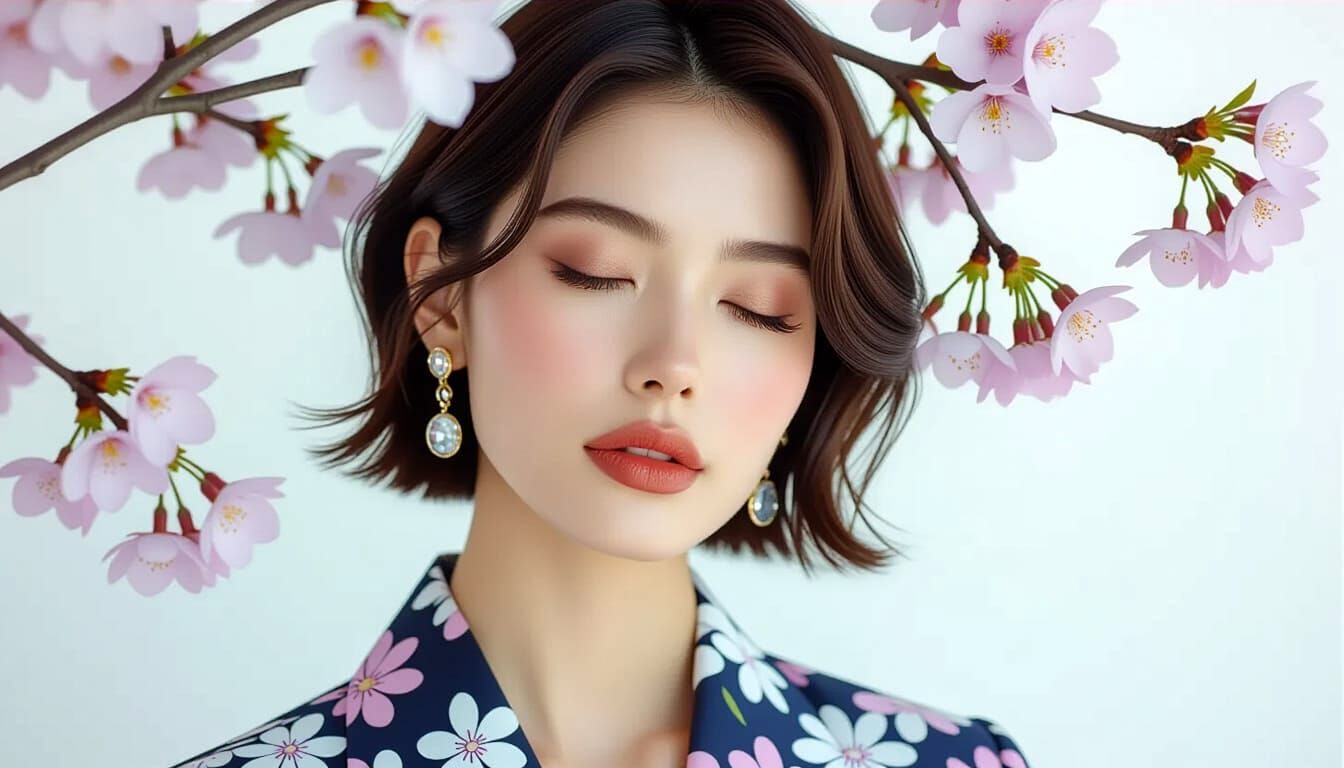 Woman in Cherry Blossoms: Hyperdetailed 8K Portrait