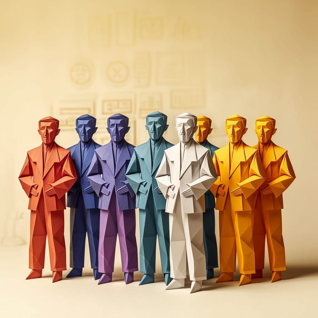 Origami Figure in a Dreamlike Studio Scene