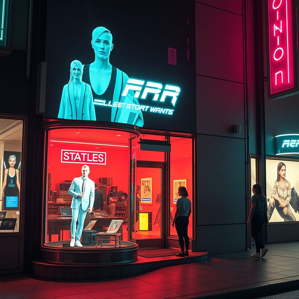 Glowing City Nightclub Holographic Display