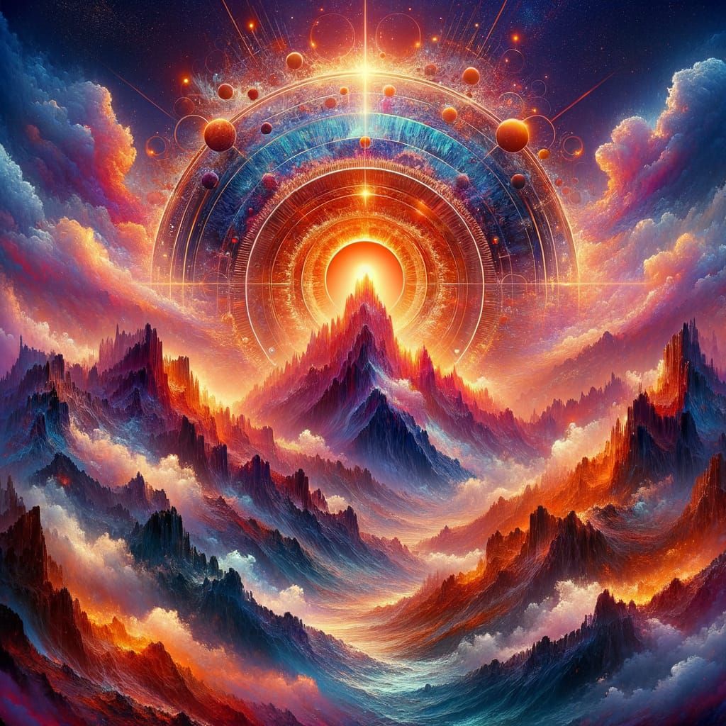 Majestic Sun Matte Painting in Deep Hues