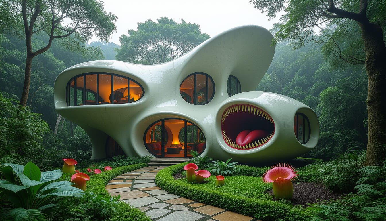 Alien Summerhouse with Giant Carnivorous Plants