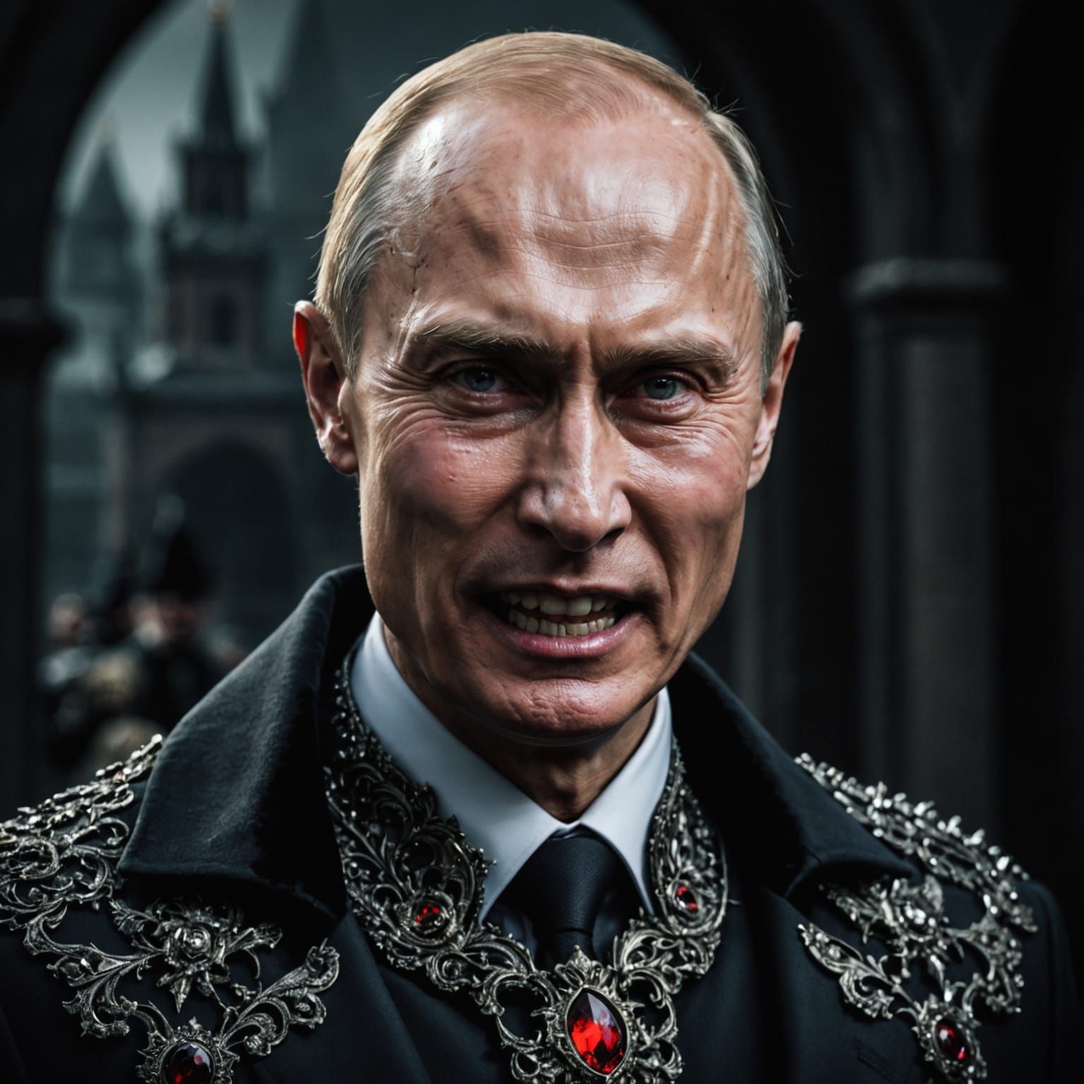 Vladimir Putin as a Vampire in Hyperrealistic HDR