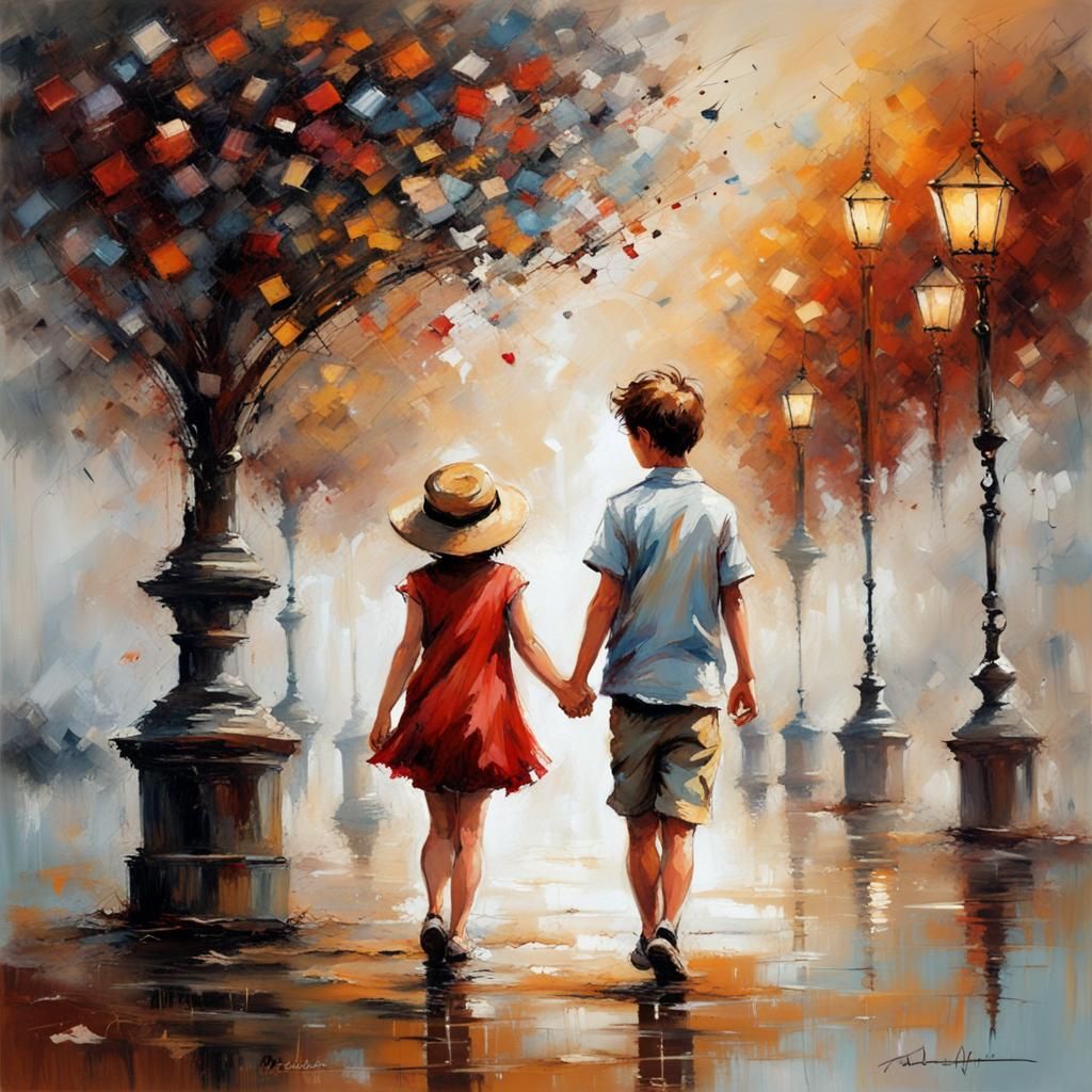 Dreamy Surreal Scene in Pointillism Style