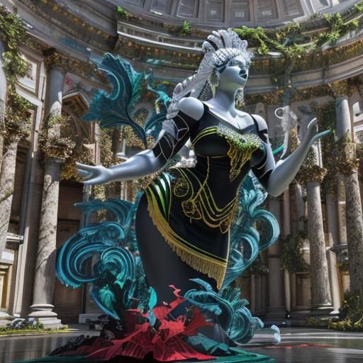 Ruined Roman Temple Covered in Ivy: 3D Render