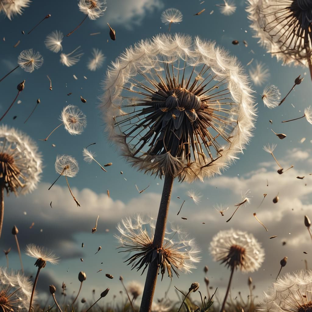Dandelion Clock in the Wind: Matte Painting