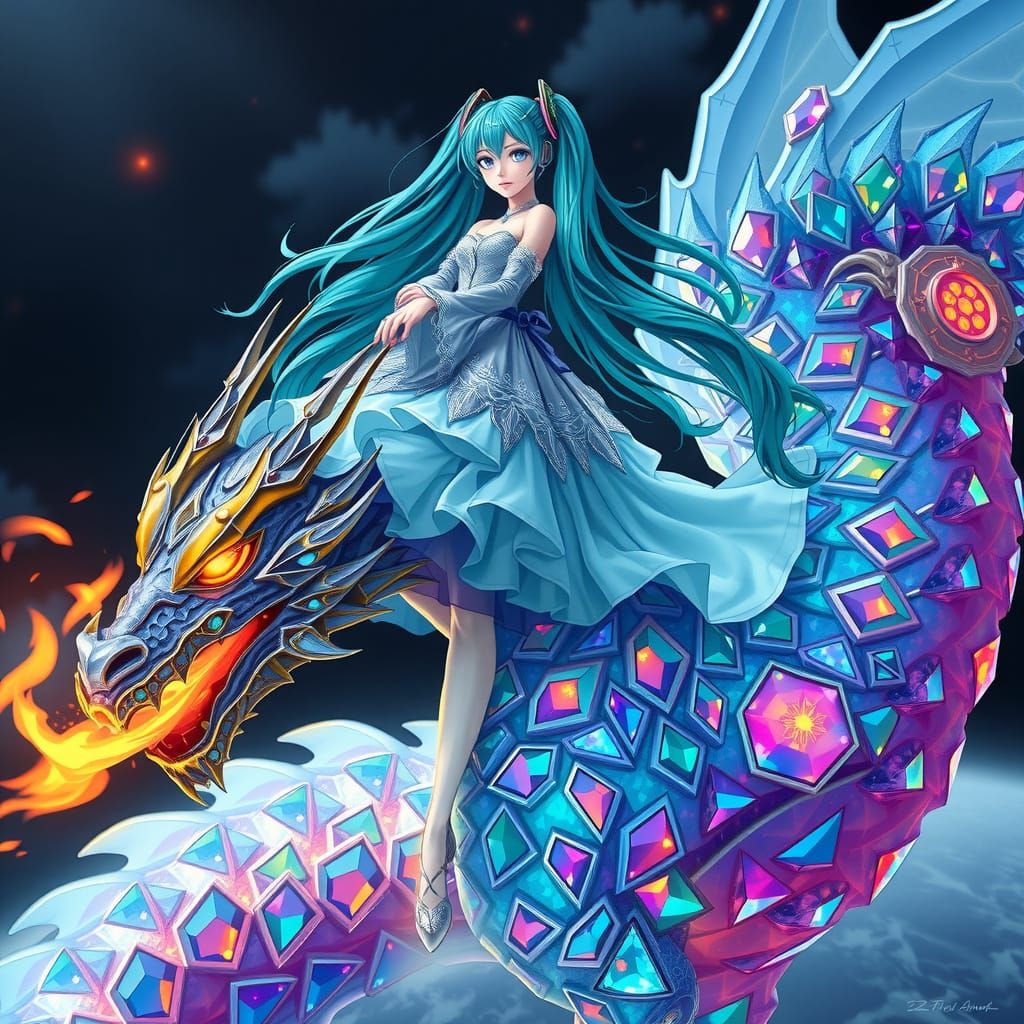 Fantasy Sorceress Dominates Glass Dragon in Vibrant Colors