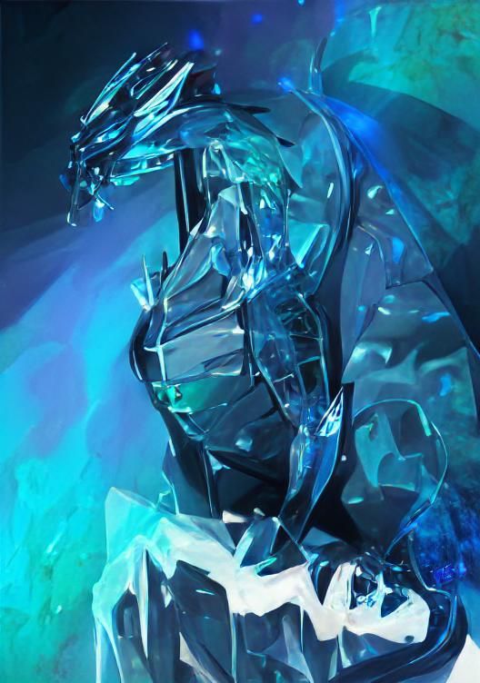 Iridescent Geometric Dragon Reflection in Acrylic Style