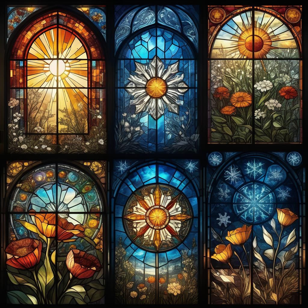 Stained Glass Seasons: A Mixed Media Masterpiece