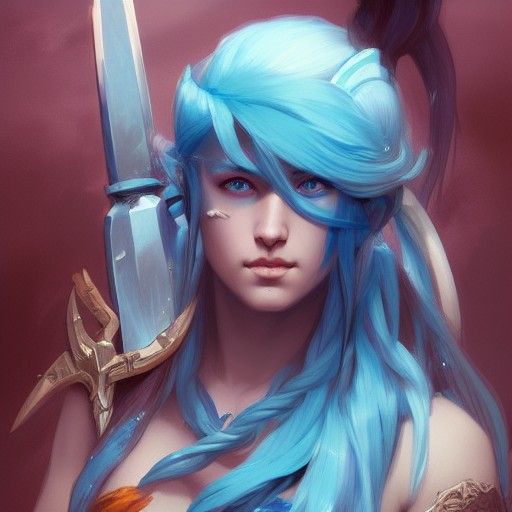 Sea Elf Barbarian Portrait in Hyperdetailed Style