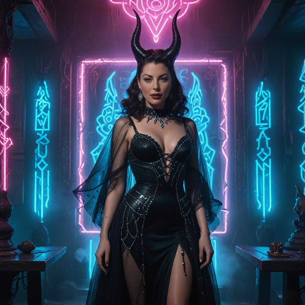 Kinky Evil Witch Queen in Cyberpunk Style