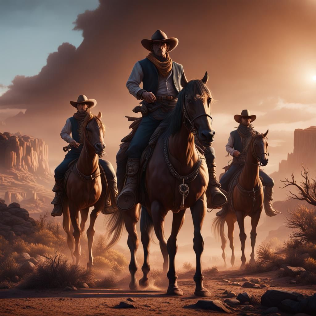 Detailed Cowboy Matte Painting in Deep Color