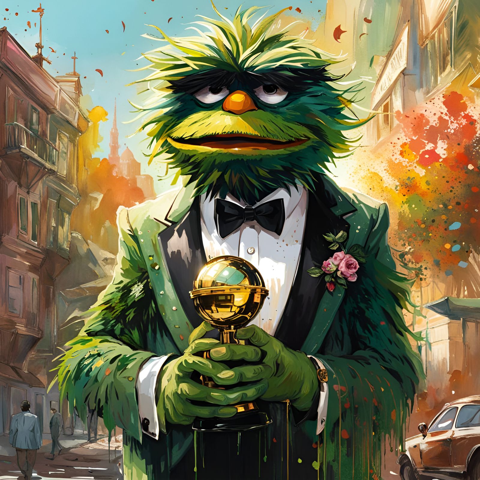 Oscar the Grouch Wins an Oscar, Digital Portrait