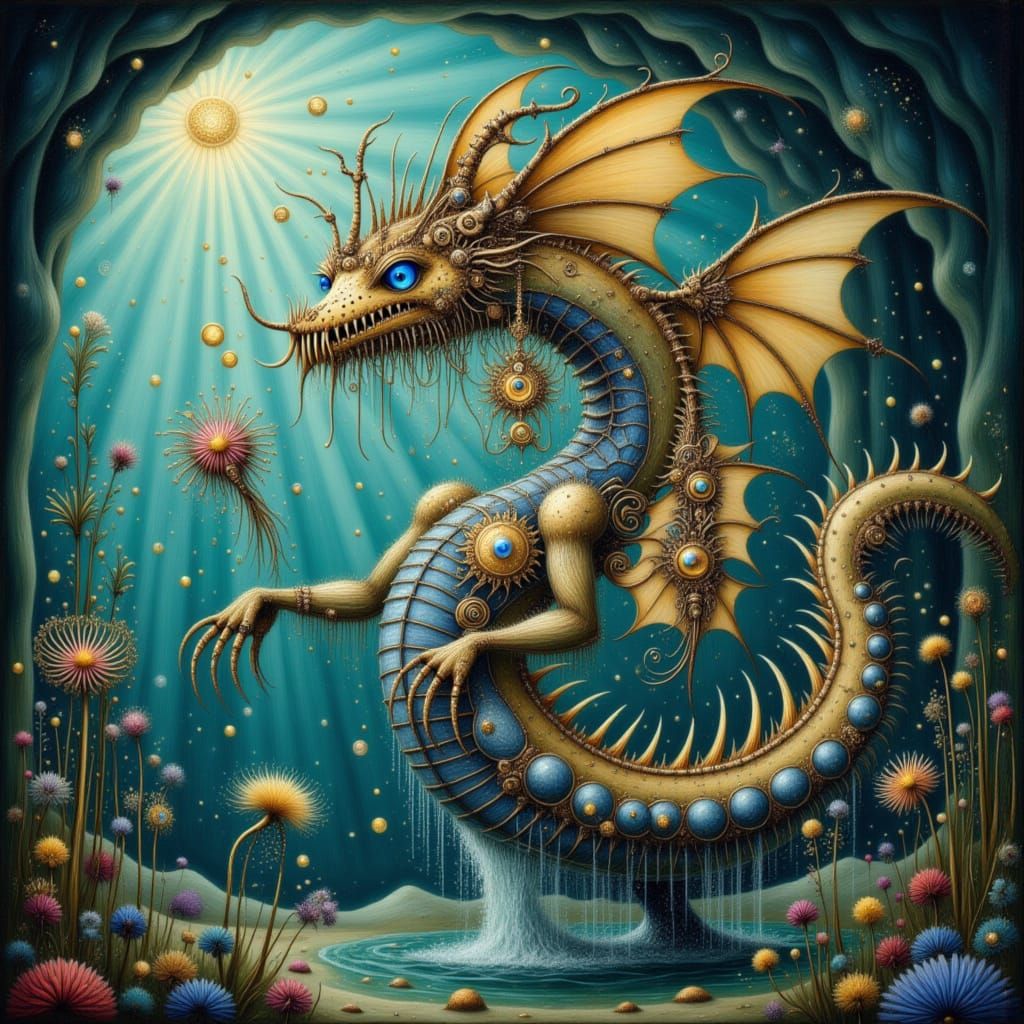 Mystical Sea Serpent in Whimsical Fantasy