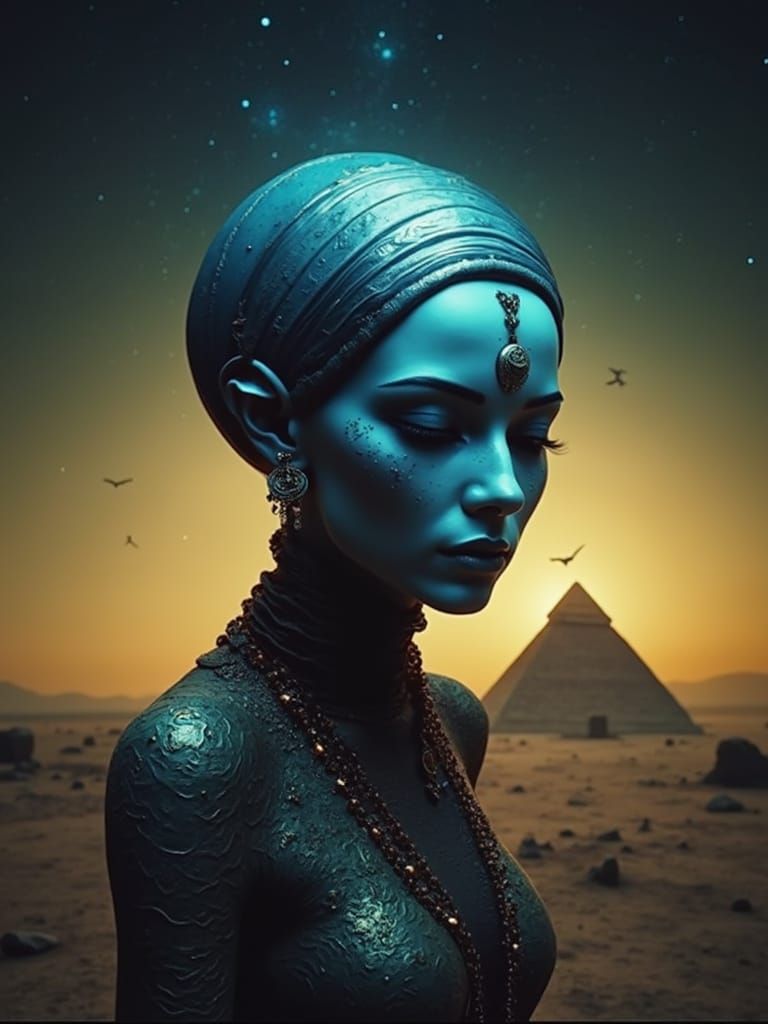 Egyptian Cottagecore Astral Alien Revealed in Holographic Te...