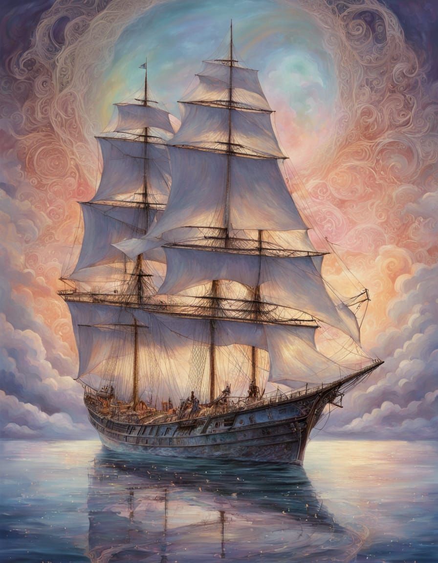 Elysium's Whisper Sailboat on Acrylic Sea