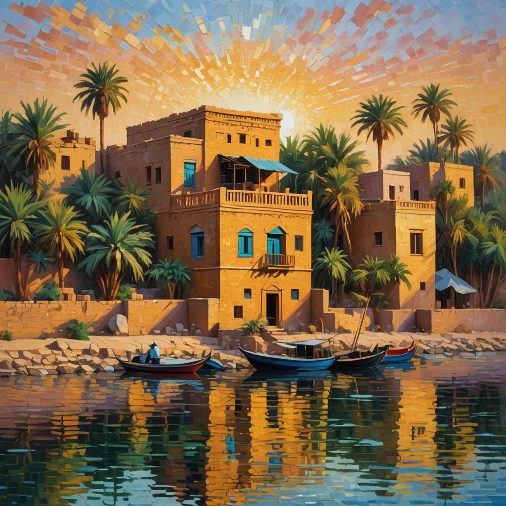 A pixelated neo-impressionism oil painting with a close-up s...