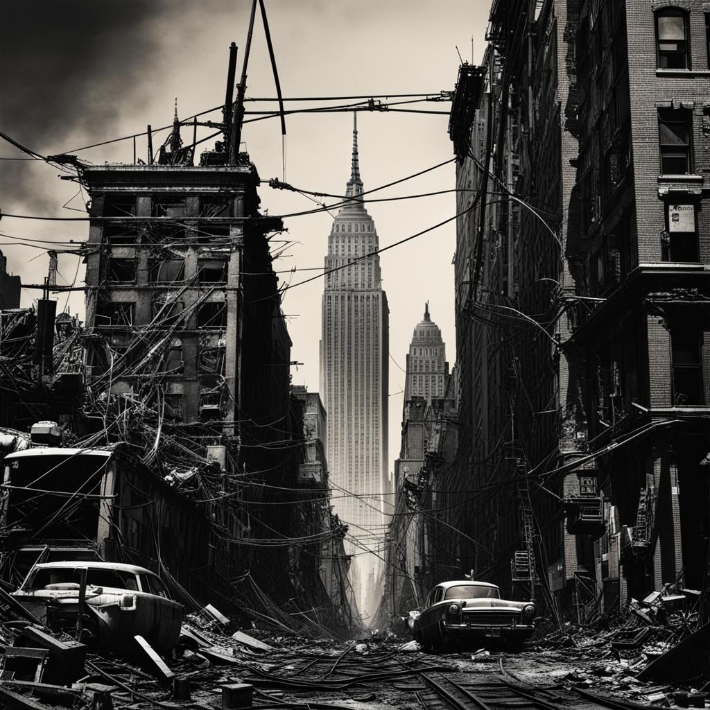 Post-Apocalyptic New York City in Dark Fantasy Style
