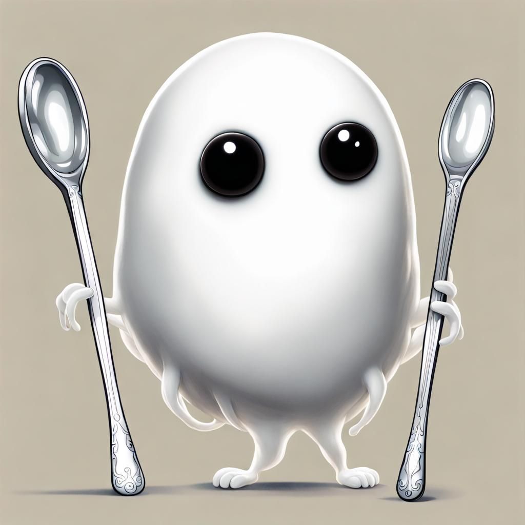 Charming White Blob Creature Spoon Game