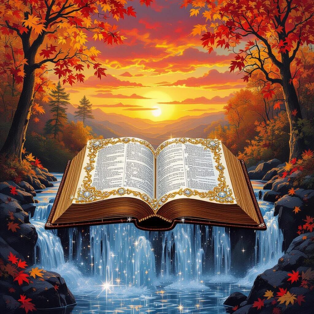 Baroque Diamond Book by Autumn Waterfall