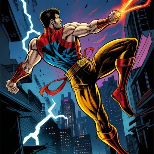 Kung Fu Hero in Comic Book Style