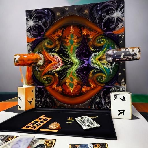 Abstract Surrealist Monopoly Game in Oil