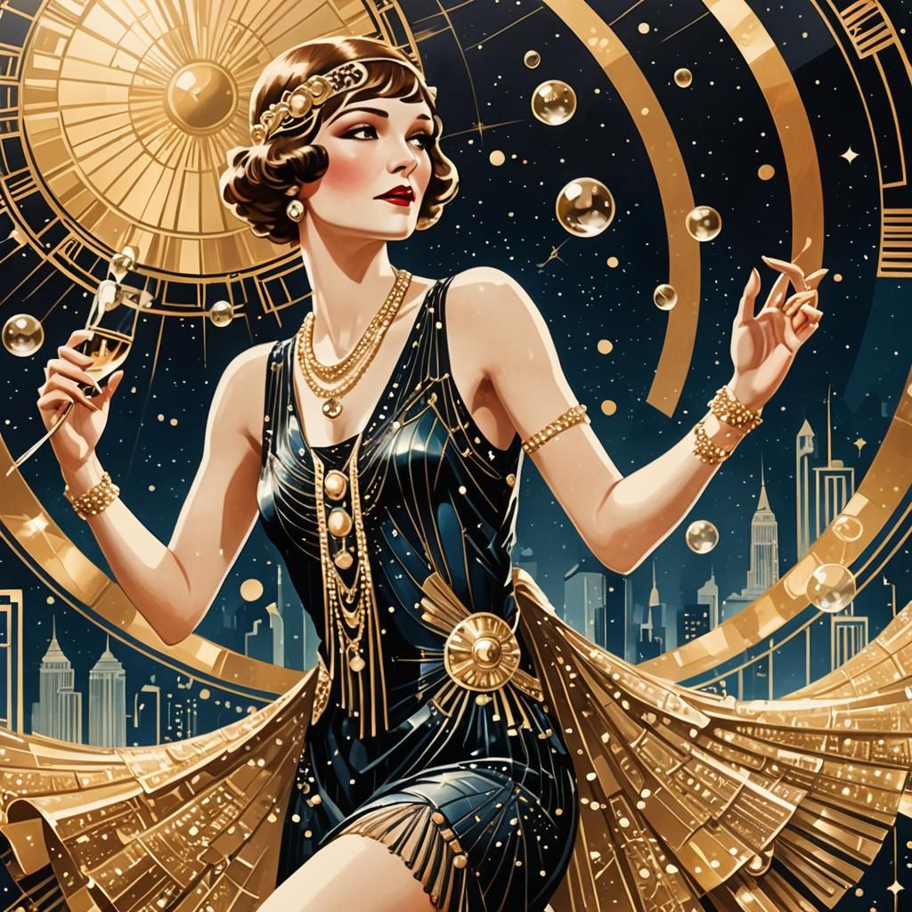 Art Deco Movie Poster of Flapper Dancing Charleston