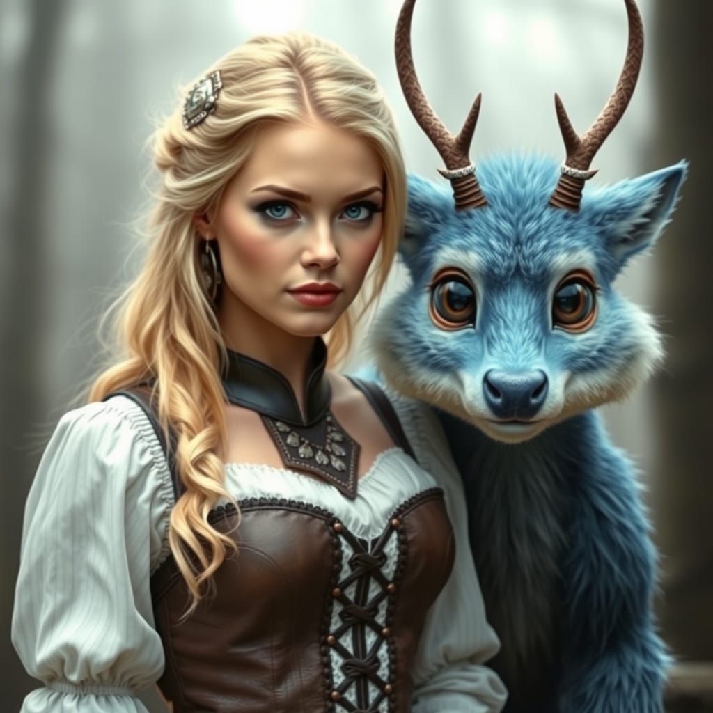 Mysterious Encounter in the Woods in Fantasy Style